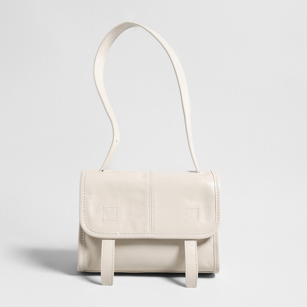 Vintage Glazed Calfskin Messenger Bag - Ivory
