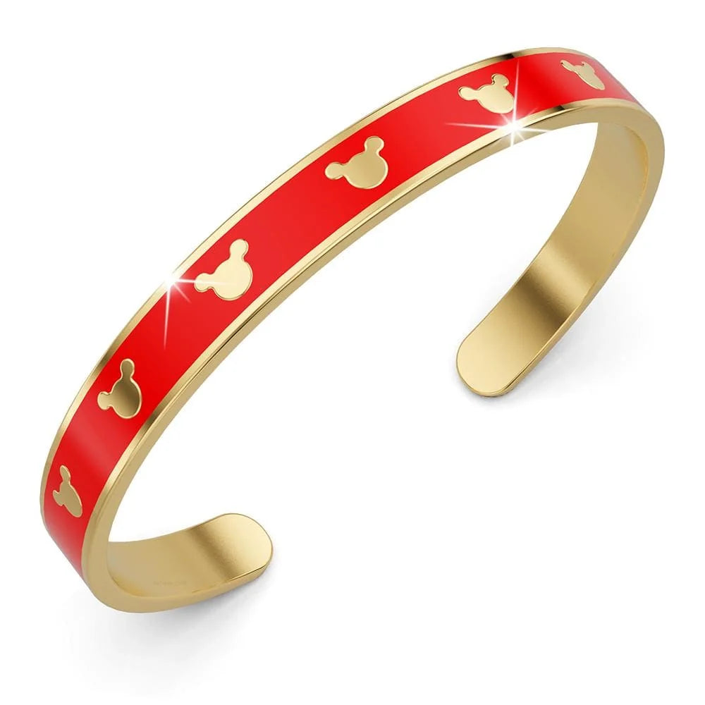 Bullion Gold Mickey Mini Enamel Cuff Bangle Red Gold