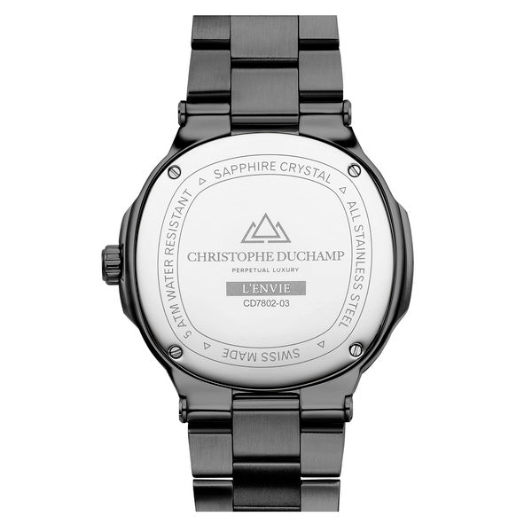 Christophe Duchamp L'envie Moonphase - Black Dial & 316L Stainless Steel Strap