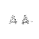 Solid 925 Sterling Silver Glamour Alphabet Letter Earrings