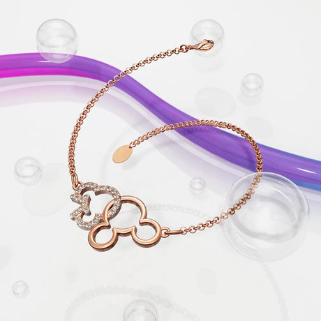 Boxed Rose Gold Mickey Bracelet and Necklace Set Embellished with SWAROVSKI® Crystals