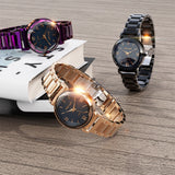 Bullion Gold Bullion Gold Romish Watch Embellished with Glittering Crystals - Purple and Black