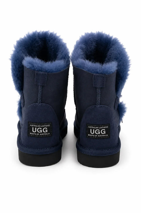 Australian Leather Ugg 1Button Short Sheepskin - Navy - AU4