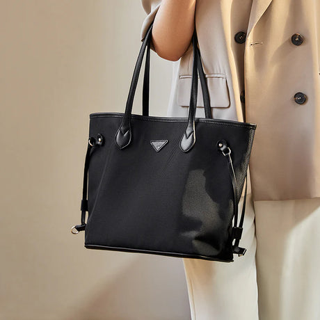 Nalandu Raleigh Large Capacity Canvas Commuter Tote Bag - Black