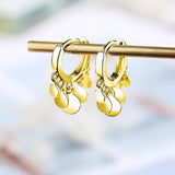 Bullion Gold Boho Medallion Huggie Gold Earrings