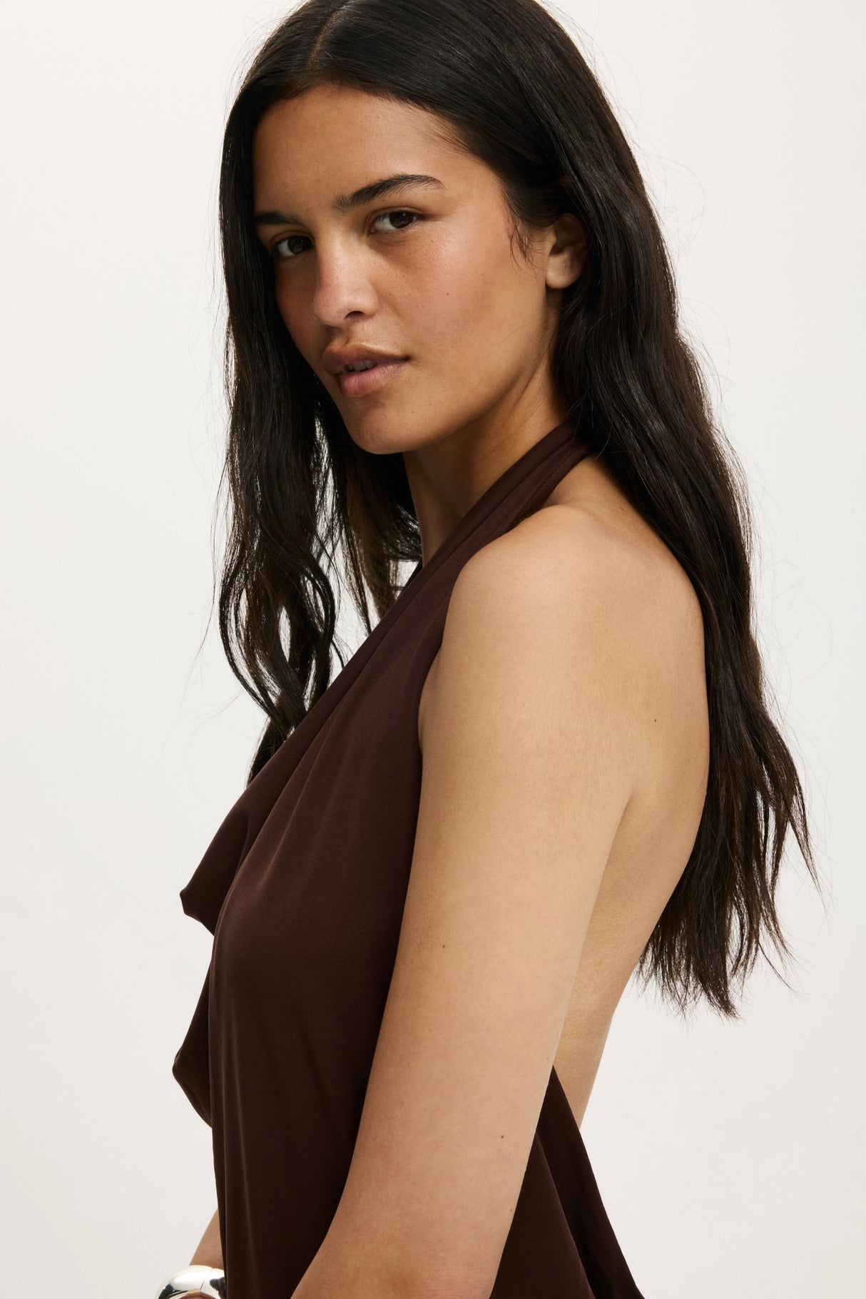Cotton On Women's Sandy Cowl Neck Midi Dress - Dark Oak