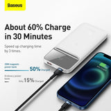Baseus Magnetic Wireless Quick Charge Power Bank 10000mAh 20W Digital LED Display USB Type-C Type-A - White
