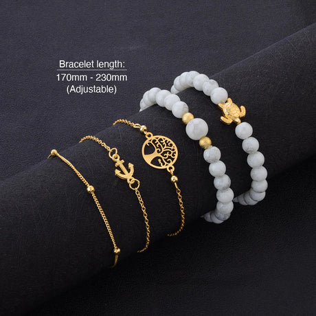 Bohemian 5-Piece Charm Bead Bracelet Set