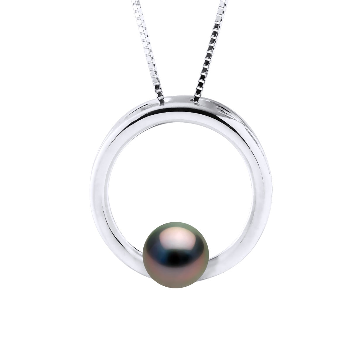 Necklace Circle Real Cultured Tahiti Pearl Round 7-8 mm - Length 42 cm