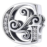 Solid 925 Sterling Silver Vintage Inspired Antique Alphabet Charm