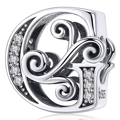 Solid 925 Sterling Silver Vintage Inspired Antique Alphabet Charm
