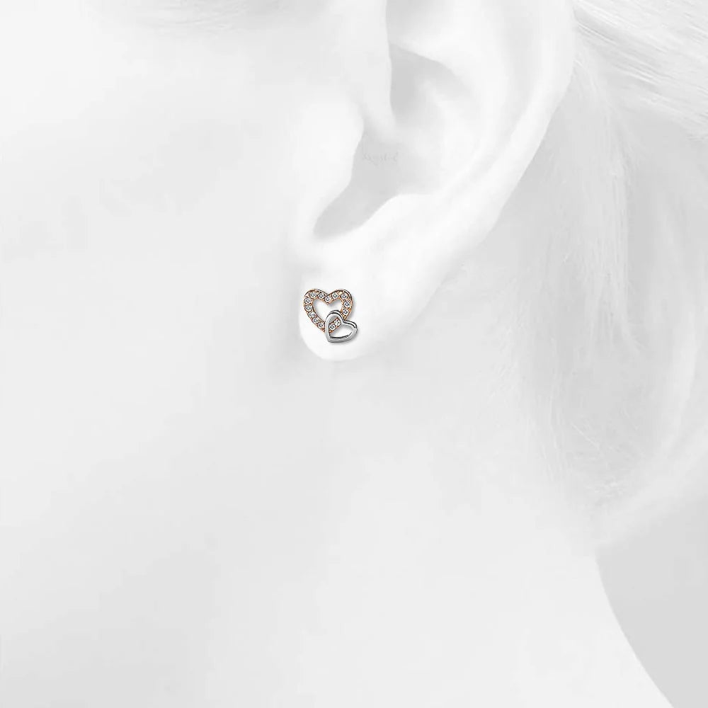 Krystal Couture Twin Hearts Stud Earrings Embellished with Swarovski Crystals