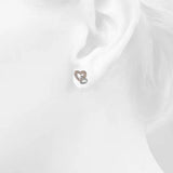 Krystal Couture Twin Hearts Stud Earrings Embellished with Swarovski Crystals