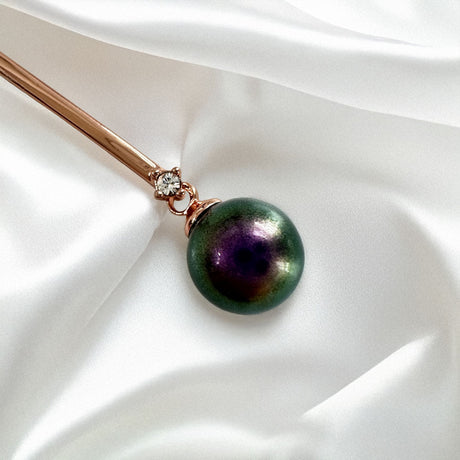 Krystal Couture Magnificent Pearl Drop Necklace Embellished with Swarovski Crystal Iridescent Purple Pearls