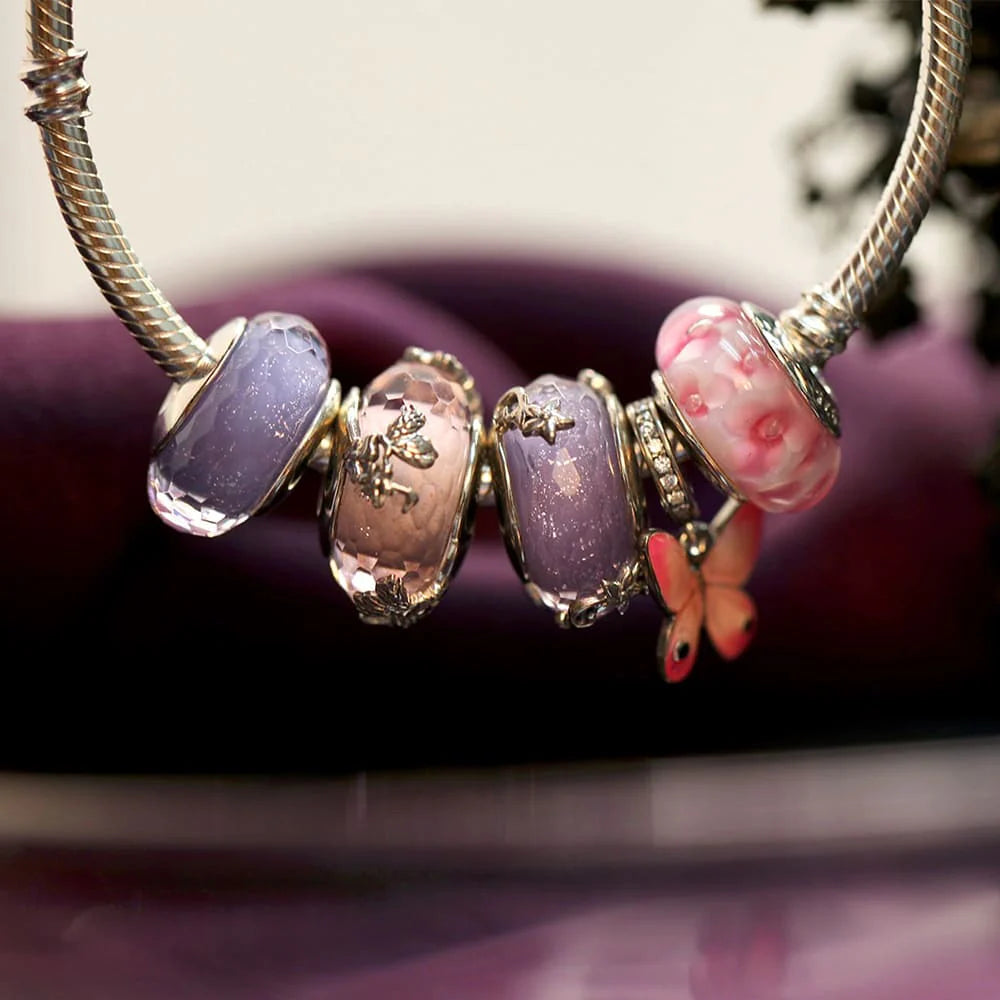 Solid 925 Sterling Silver Pink Sweet Butterfly Pandora Inspired Charm