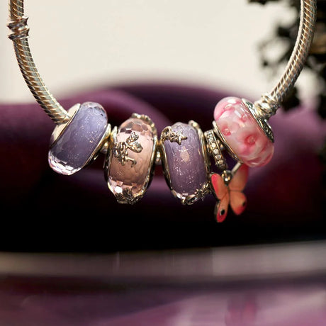Solid 925 Sterling Silver Pink Sweet Butterfly Pandora Inspired Charm