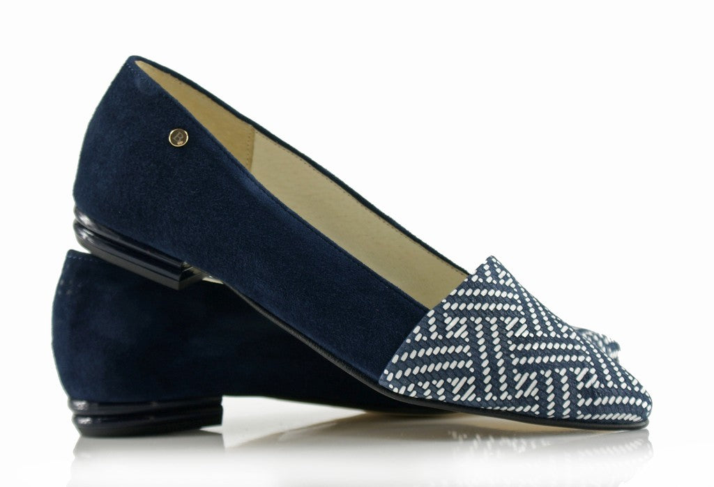 Bosccolo Womens Ballerina - Navy Blue Suede