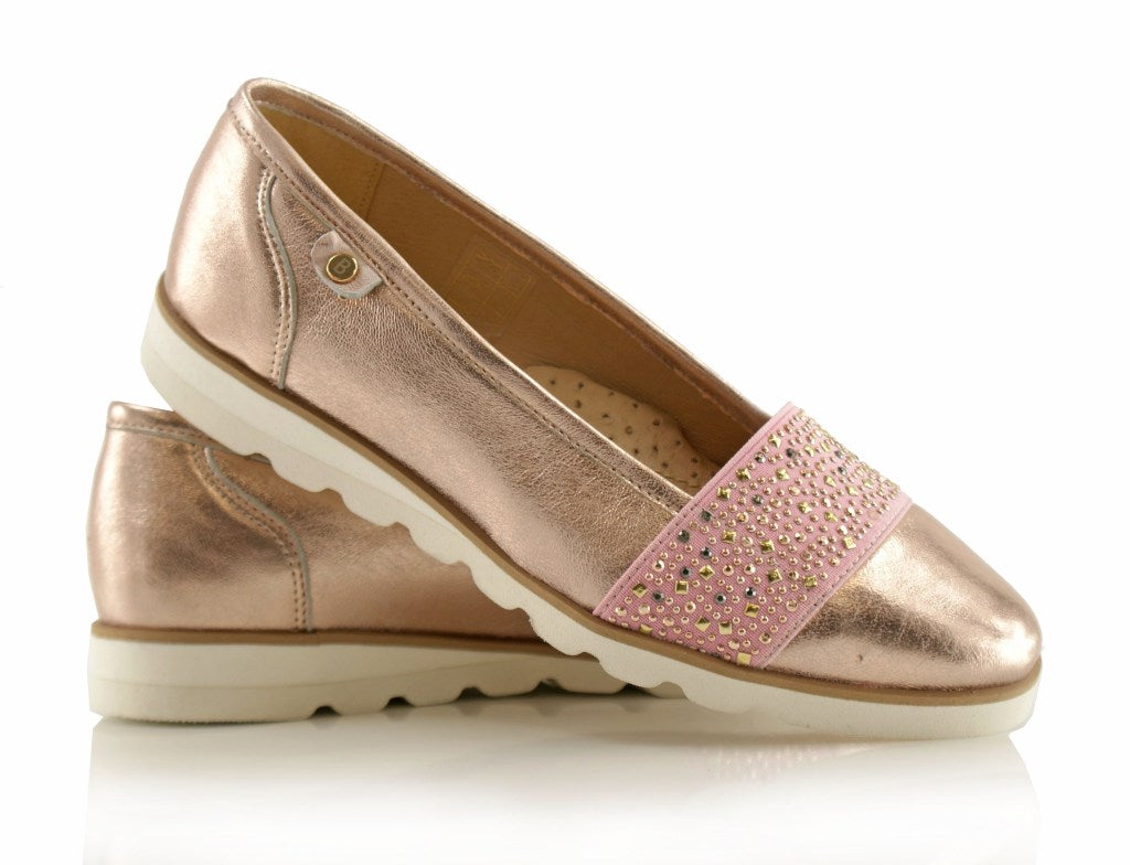 Bosccolo Womens Moccasin Lumpo - Nude Gold