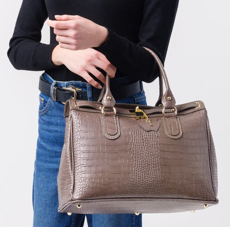 Bosccolo Tote - Croco Taupe