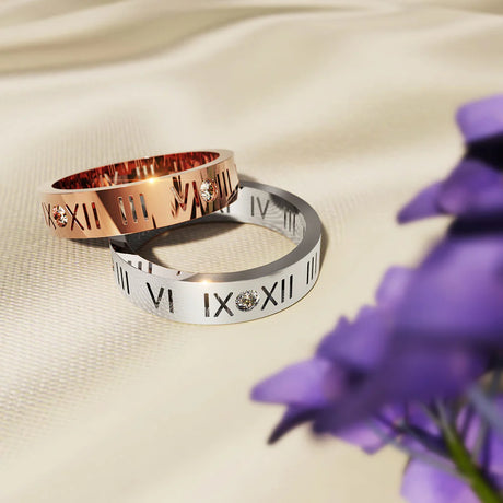 Bullion Gold Romanian Numeral Ring In Rose Gold