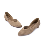 Pointed Toe Knit Ballet Flats - Mocha