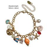 Bullion Gold Beaded Summer Sea Charm Gold Bracelet