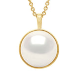 Necklace with Beaded Pendant Yellow Gold Surroundings Sleek - Natural White - Length 42 cm