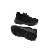 Rhinestone Mesh Knit Chunky Platform Sneakers - Black
