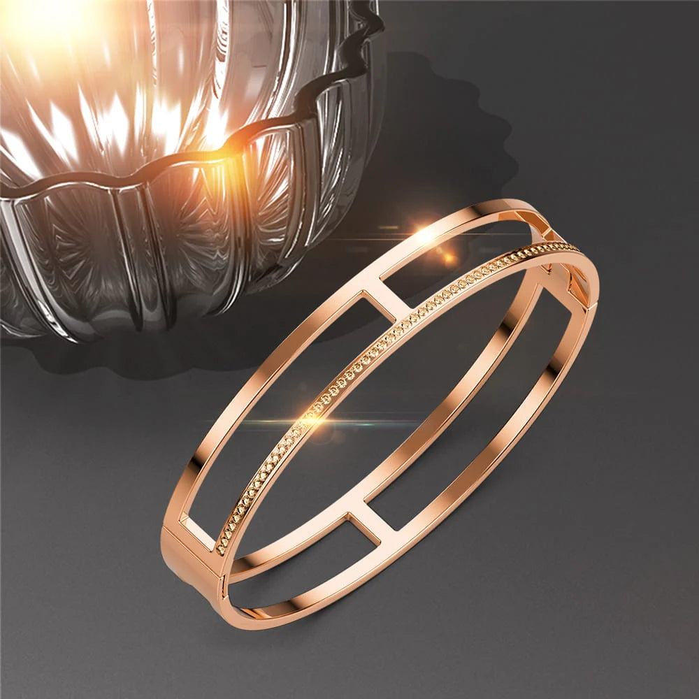 Boxed Carrie Glitz Bangle and Necklace Set In Rose Gold