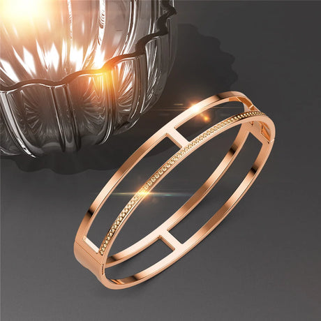 Boxed Carrie Glitz Bangle and Necklace Set In Rose Gold