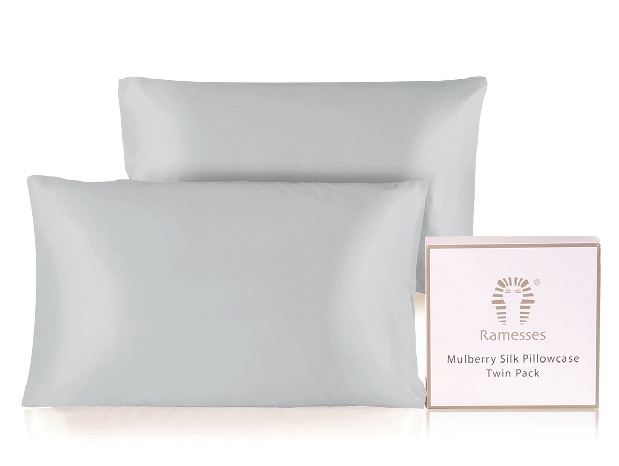 Ramesses Mulberry Silk Pillowcase Twin Pack - Light Grey