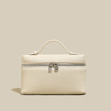 Traveler�s Pebbled Leather Box Vanity Bag - Ivory