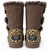 Australian Leather Ugg Classic Short 2Button Leopard - Chocolate - AU4