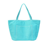 BAMEI Heavy-Duty Canvas Tote Bag with Reinforced Front Pocket & Zip Closure - Blue