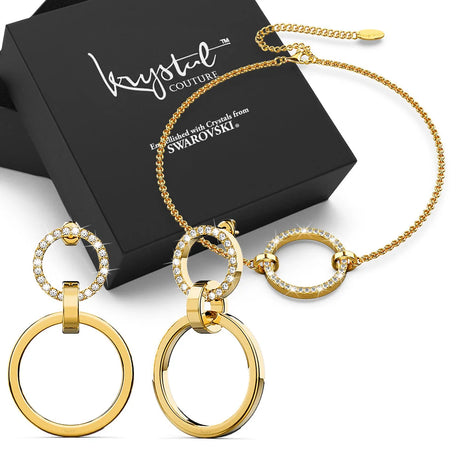Boxed Orbit of Radiance Earrings & Beauty Bracelet Set with SWAROVSKI® Crystal in Gold