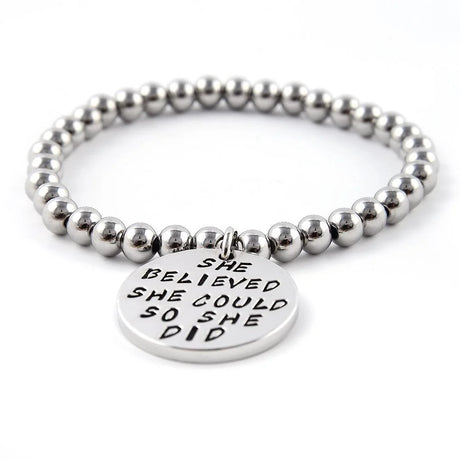 Bullion Gold She Believed She Could Inscriptions White Gold Layered Bracelet