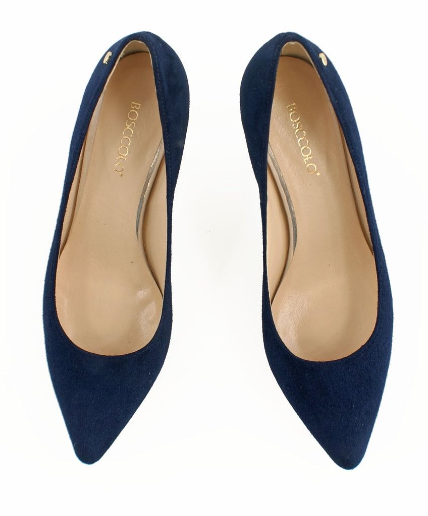 Bosccolo Womens Spike Heels Suede 200 - Navy Blue Suede