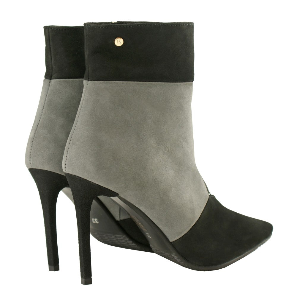 Bosccolo Womens Spike Heel Boots - Grey/Black Nubuk