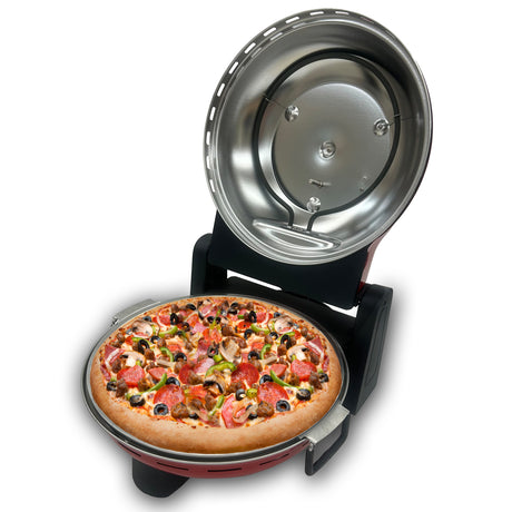 TODO 1400W Electric Pizza Maker Pizza Oven 30cm Ceramic Stone Plate 420A„ƒ Temperature - Red