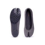 Glam Rhinestone Split Toe Flats - Grey