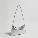 Snake-Embossed Lambskin Mini Hobo - Silver