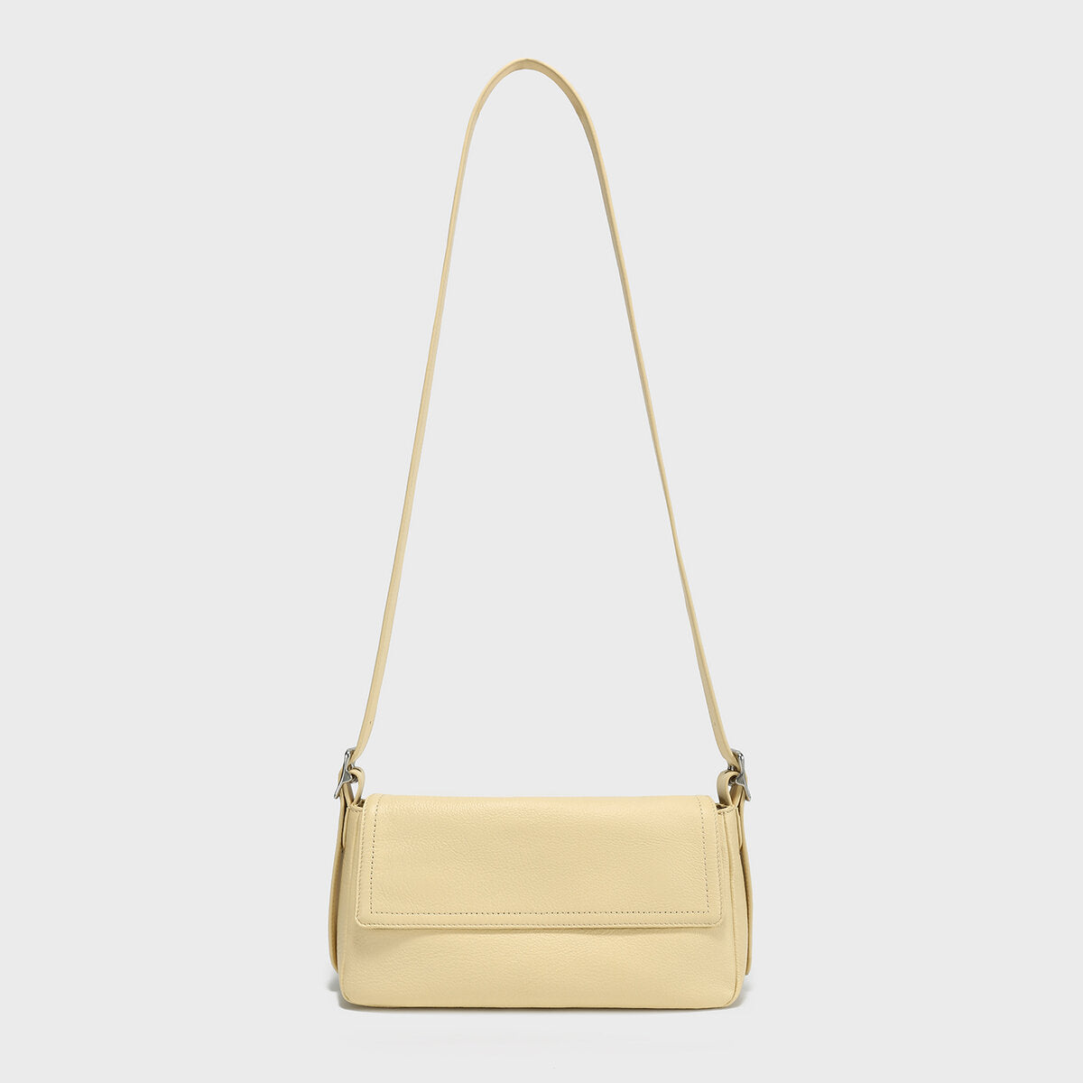 Premium Calfskin Leather Baguette Shoulder Bag - Yellow