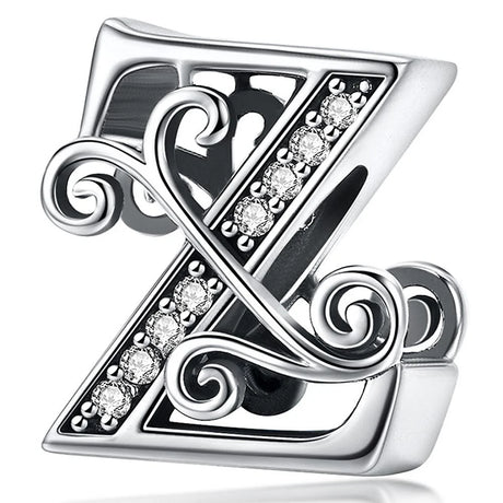 Solid 925 Sterling Silver Vintage Inspired Antique Alphabet Charm