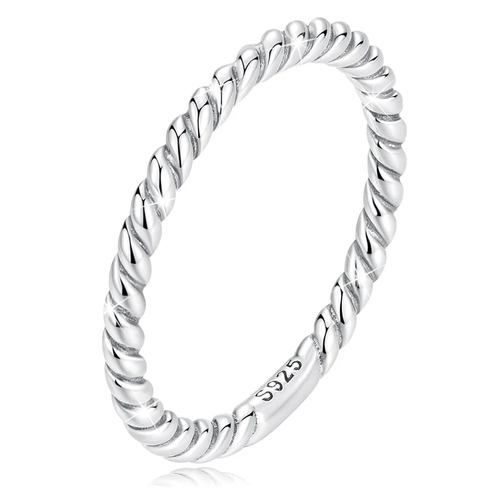 Solid 925 Sterling Silver Twisted Tight Rope Ring