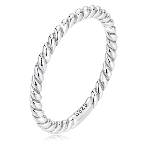 Solid 925 Sterling Silver Twisted Tight Rope Ring