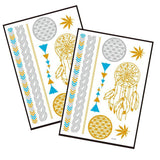 Metallic Temporary Tattoo Gold Silver Glitter Party Body Sticker Waterproof 2 Sheets 043