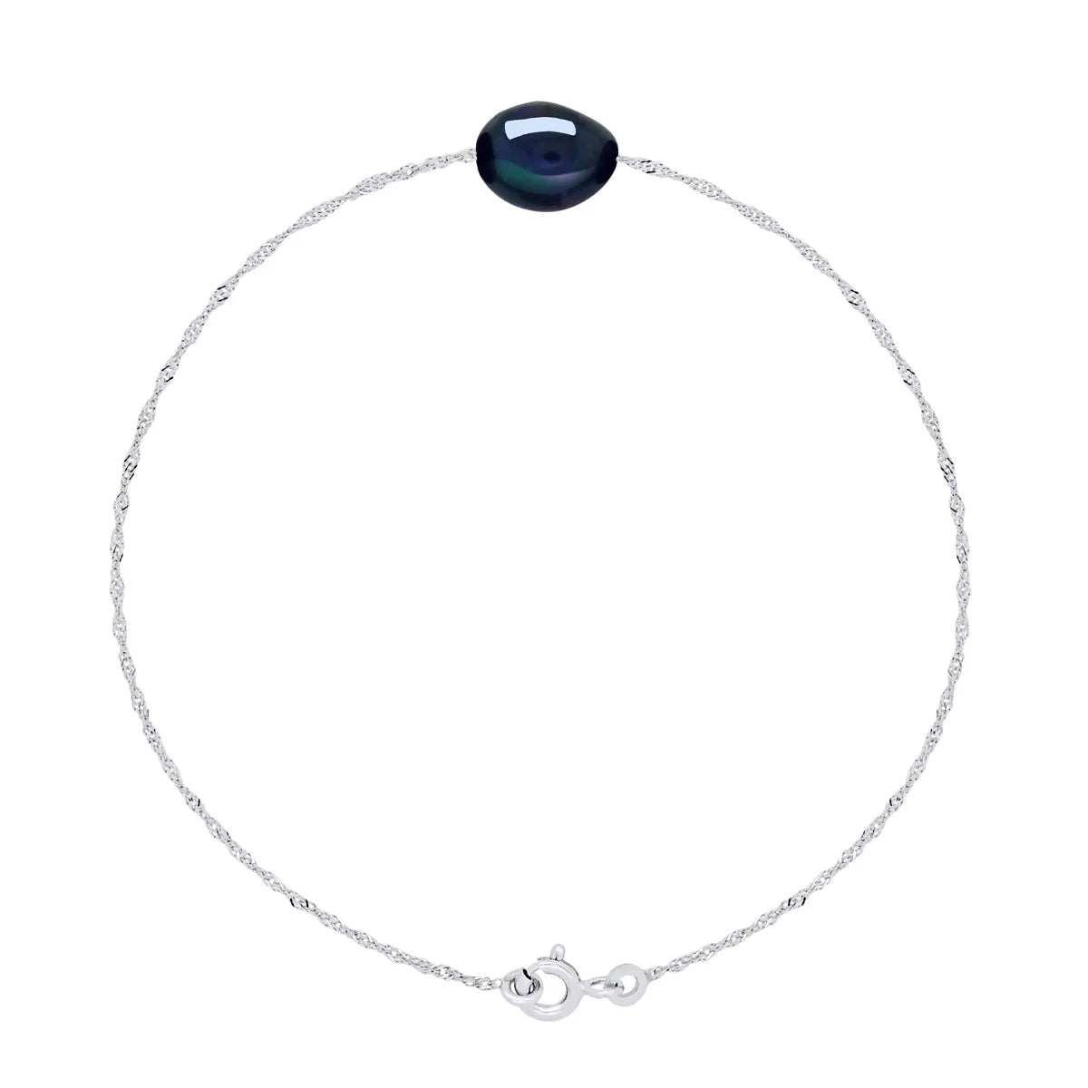 Bracelet Baroque Baroque Freshwater Pearl Black Sterling Silver 8-9mm