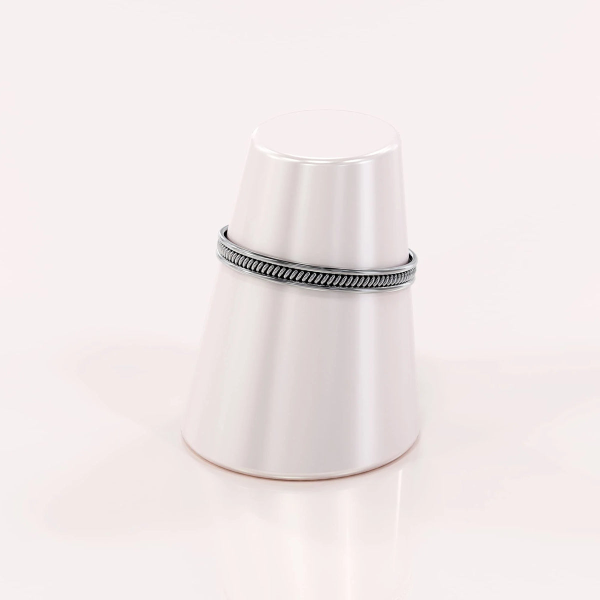 Solid 925 Sterling Silver Oxidized Twisted Line Stackable Ring