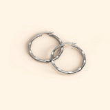 Bullion Gold Fem Hammered Hoop Earrings 30mm