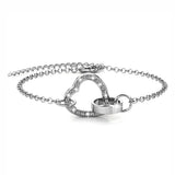 Krystal Couture White Gold Interlocking Heart and Ring Bracelet Embellished with SWAROVSKI Crystals